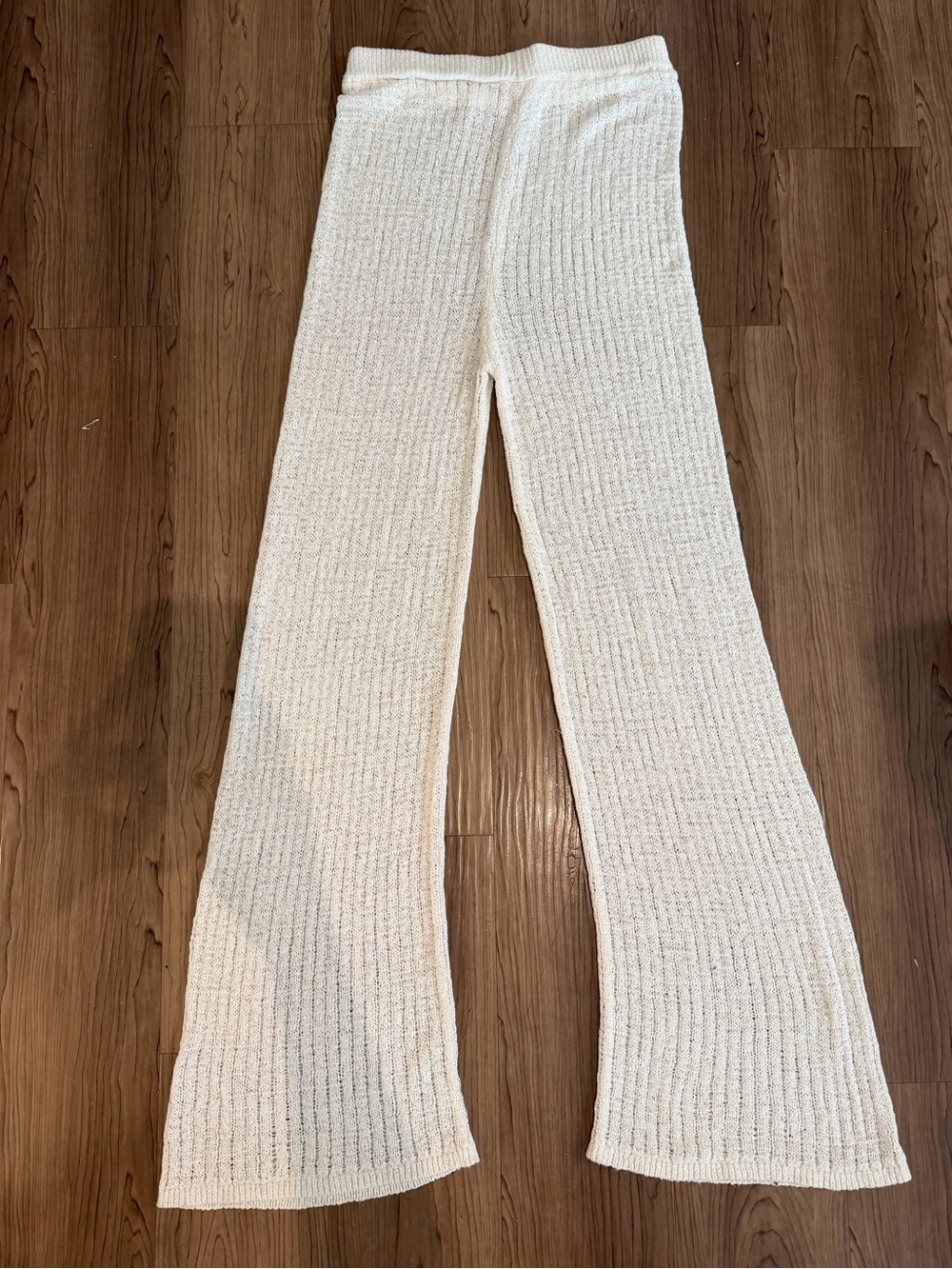 Shade & Shore Cream Knit Lightweight Woven Lounge Pants Small